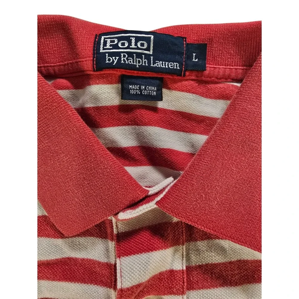 Polo Ralph Lauren Mens Polo Shirt‎ Size Large Blue Label Vintage Stripe